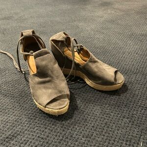Comfy grey suede lace up wedge - worn once
